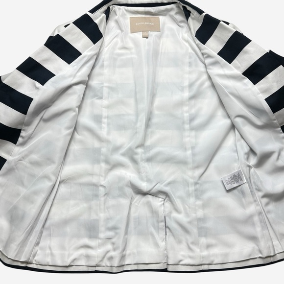 Banana Republic Striped Blazer Jacket Size 4 Midnight Navy White 3/4 Sleeves - Picture 7 of 12